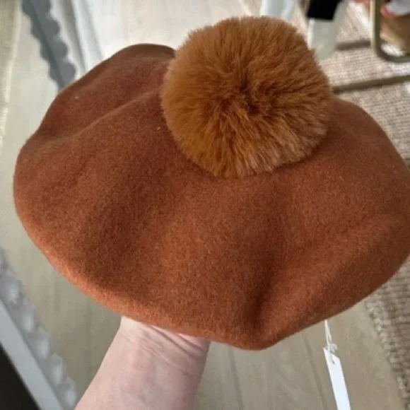 Madewell Pom-Pom Beret Color Golden Pecan - Picture 2 of 7